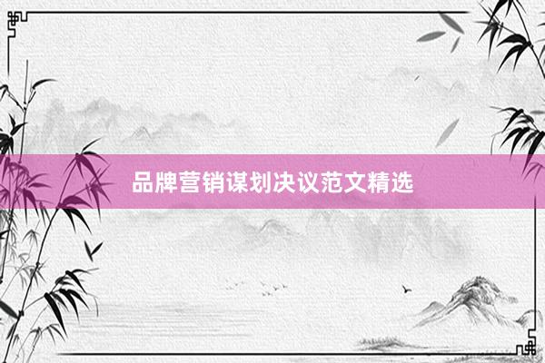 品牌营销谋划决议范文精选